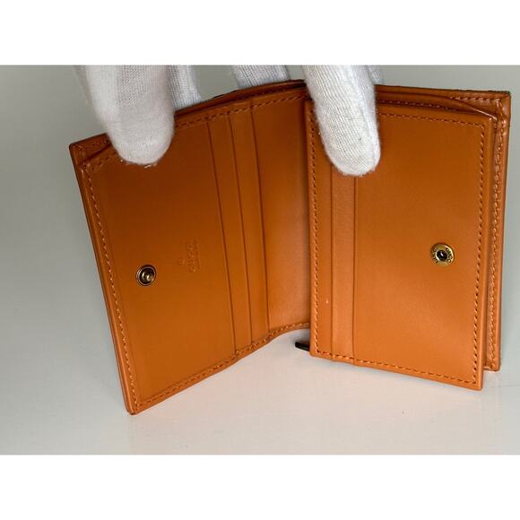 Gucci GG Leather/Canvas Compact Bifold Card Wallet Azure/Brown Italy 783118 NIB - Picture 11 of 15